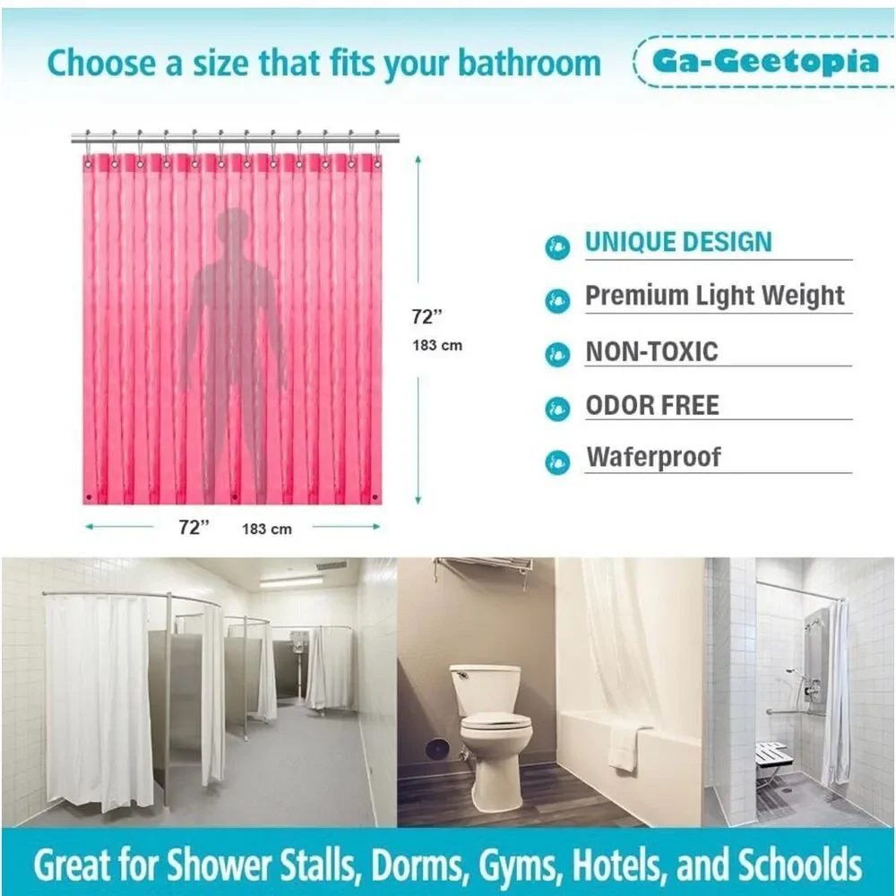 Ga-Geetopia EVA 3D Red Pearl Water Cube Plastic Shower Curtain Liner 72
